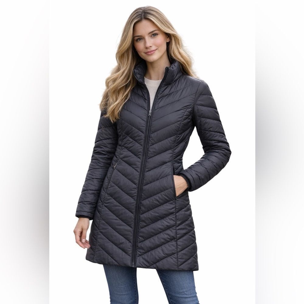 Patagonia Womens Lightweight Duck Down Puffer Parka Jacket Long Black SZ S